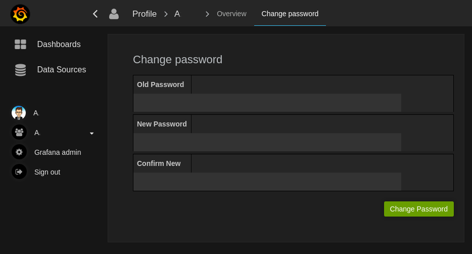 Grafana password panel